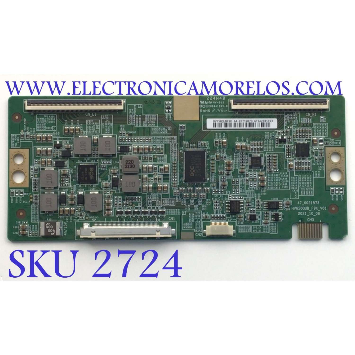 T-CON PARA TV SONY / NUMERO DE PARTE 44-9771907O / 47_6021573 / 44-97719070 / HV650QUB_F9K_V01 / PANEL KD-75X80K / KD75X80K